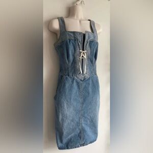 Marc Jacobs Blue Denim Vintage Bustier Bodycon Midi Dress Size 6
